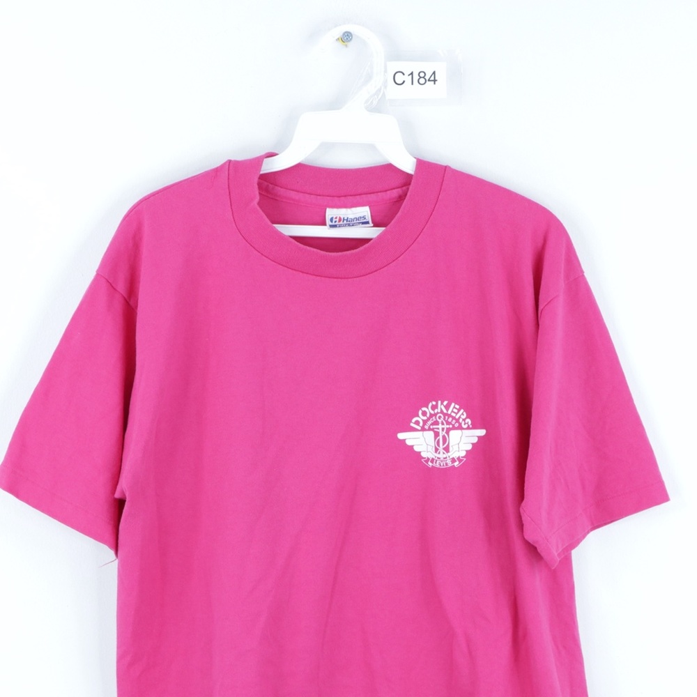 Vintage 80s Dockers Levis T Shirt Pink USA - Picture 2 of 9